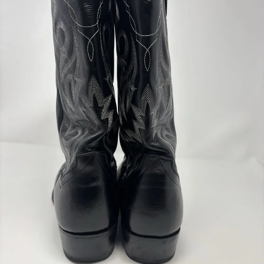 Dan Post Black Cowboy Boots Handcrafted Comfort Milwaukee Leather Sz 11.5